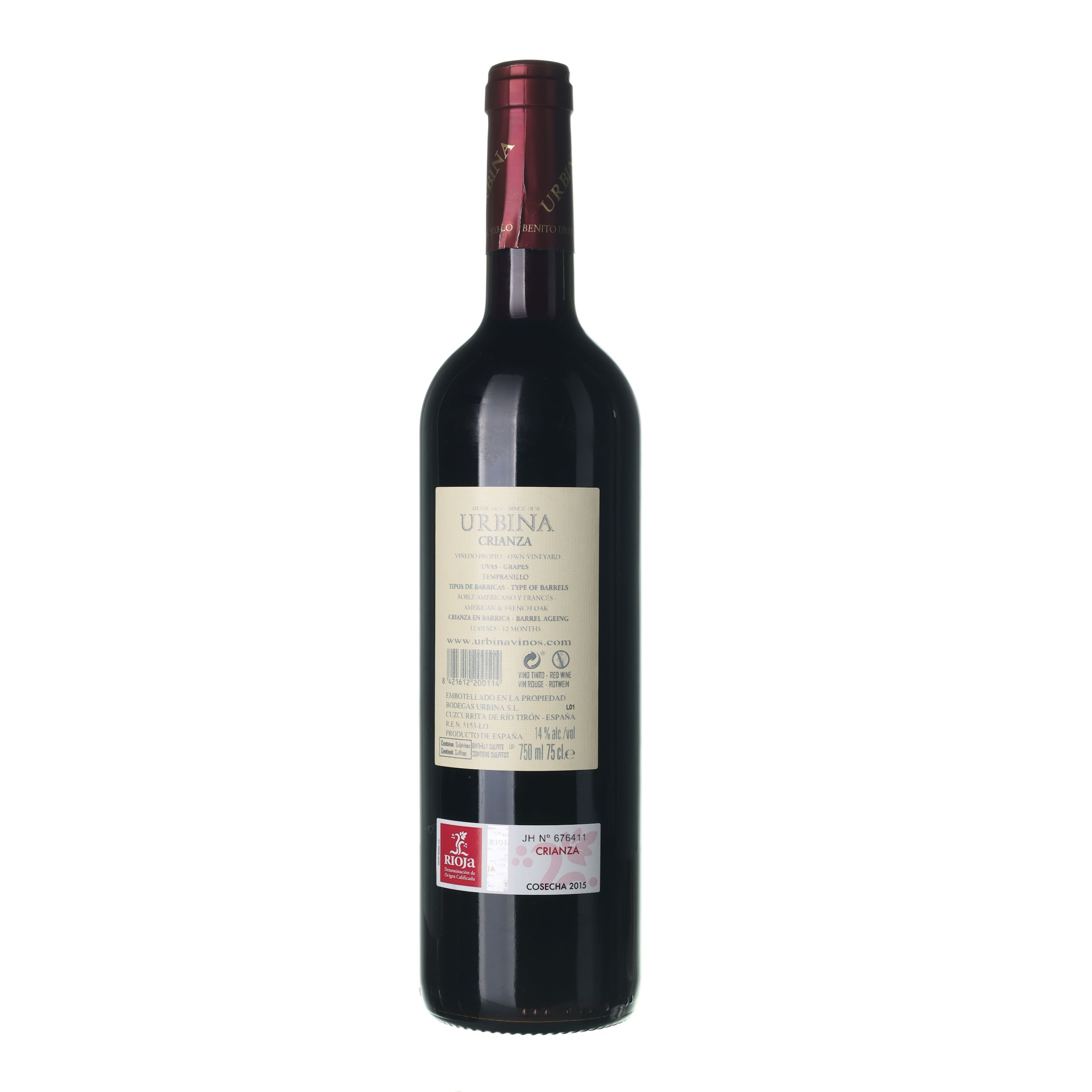 2015 Rioja Crianza DOC Bodegas Urbina (0,75l) – Obrázok 2