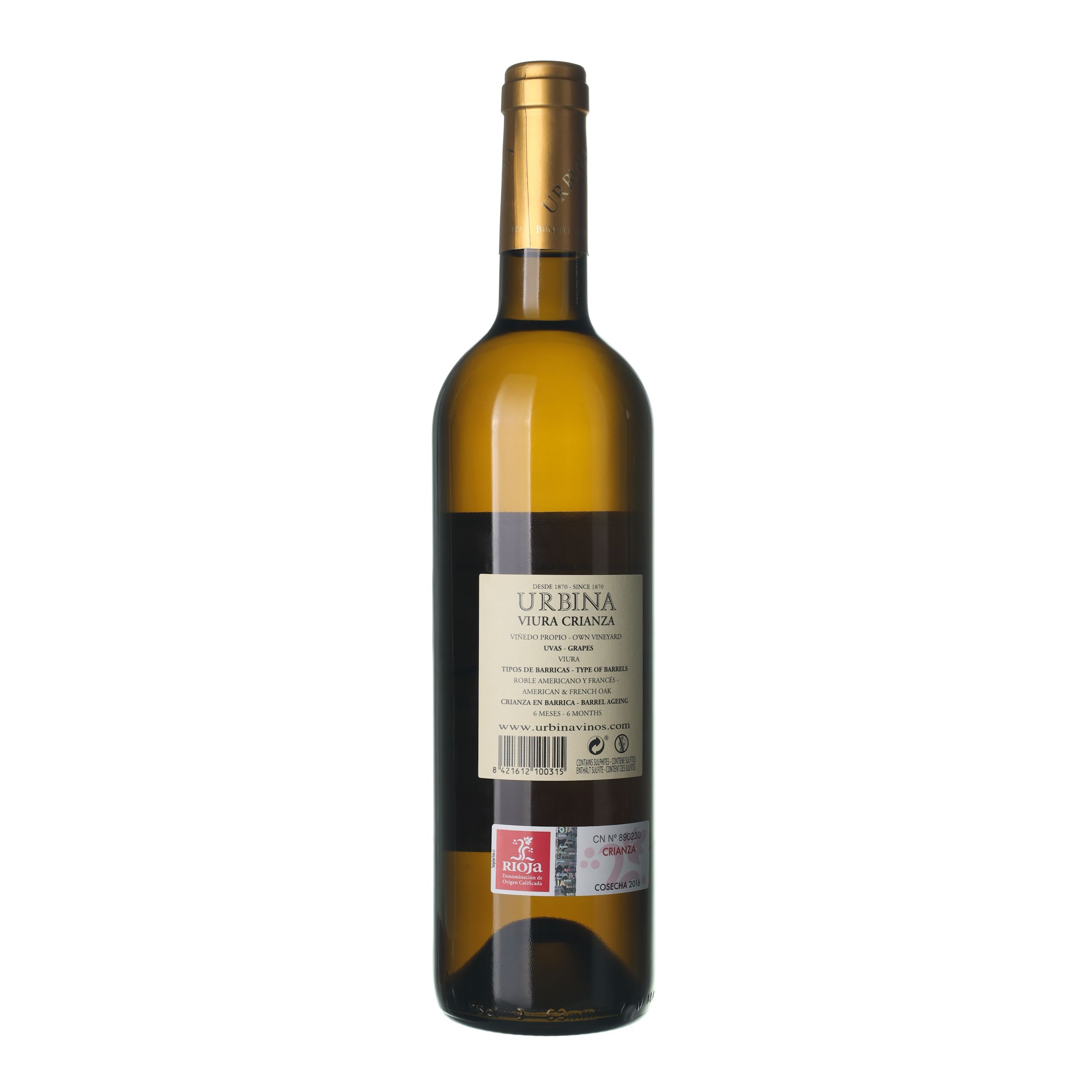 2016 Rioja DOC Viura Crianza Bodegas Urbina (0,75l) – Obrázok 2
