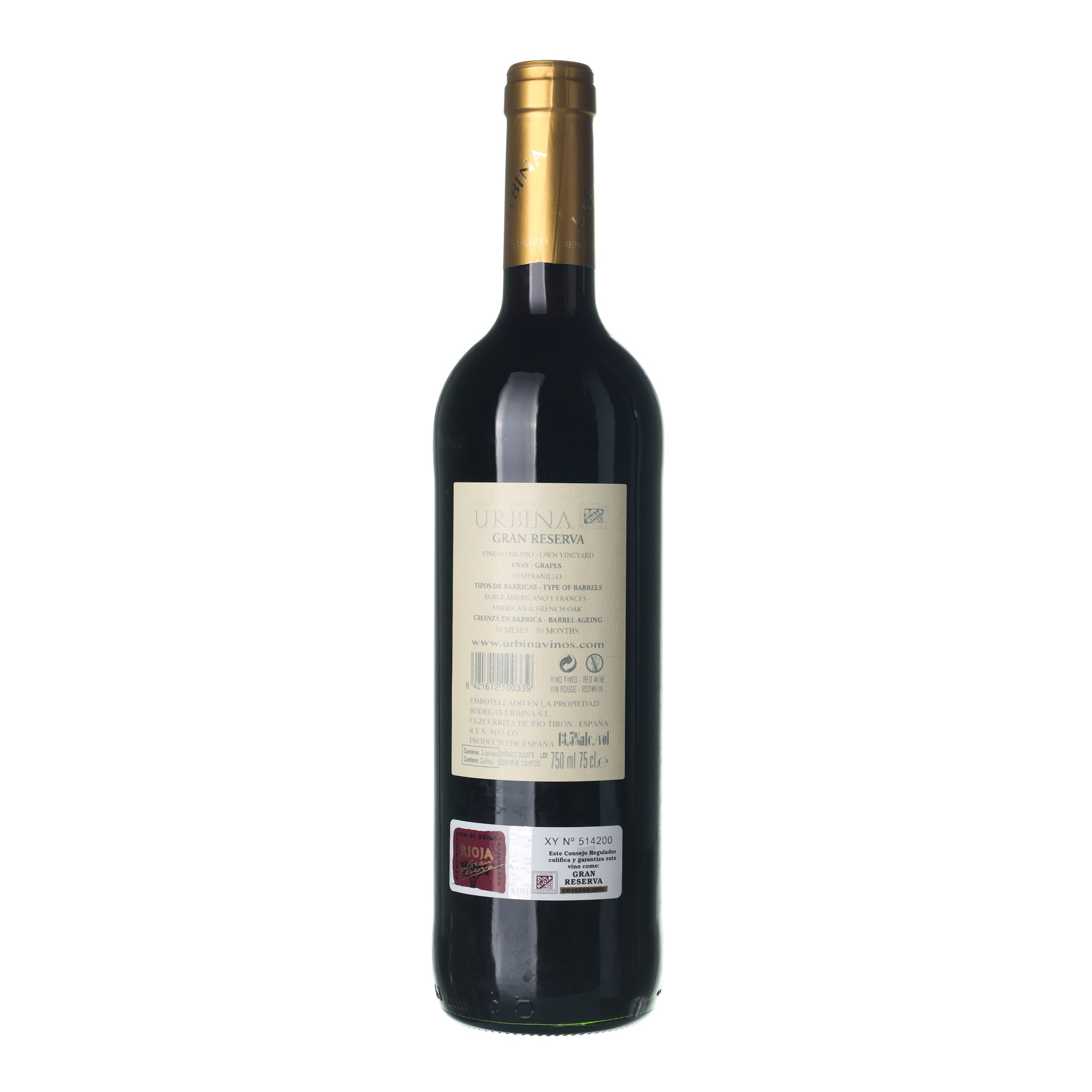 2001 Rioja Gran Reserva Bodegas Urbina (0,75l) – Obrázok 2