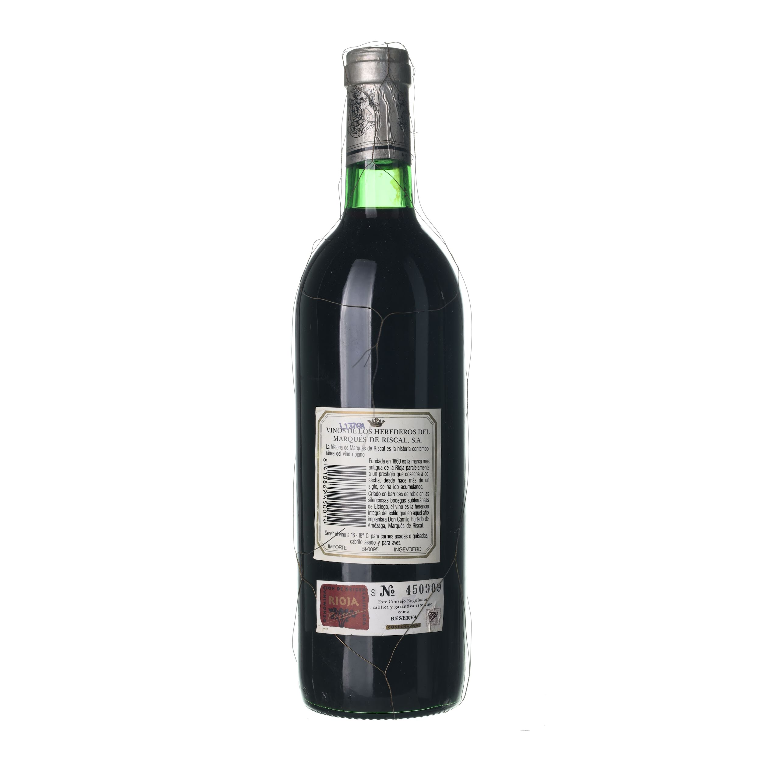 1991 Rioja Reserva Marqués de Riscal (0,75l) – Obrázok 2