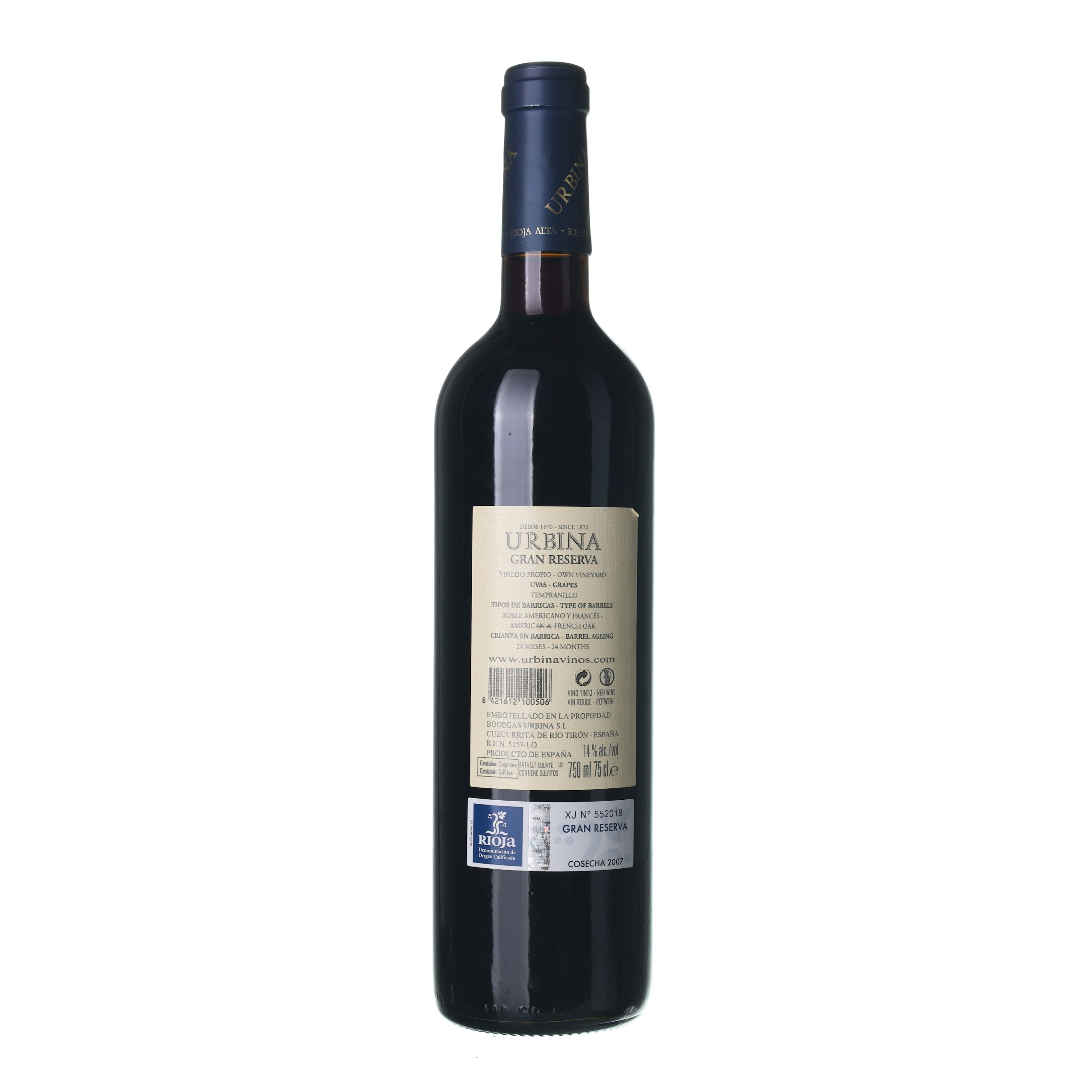 2007 Rioja Gran Reserva Bodegas Urbina (0,75l) – Obrázok 2