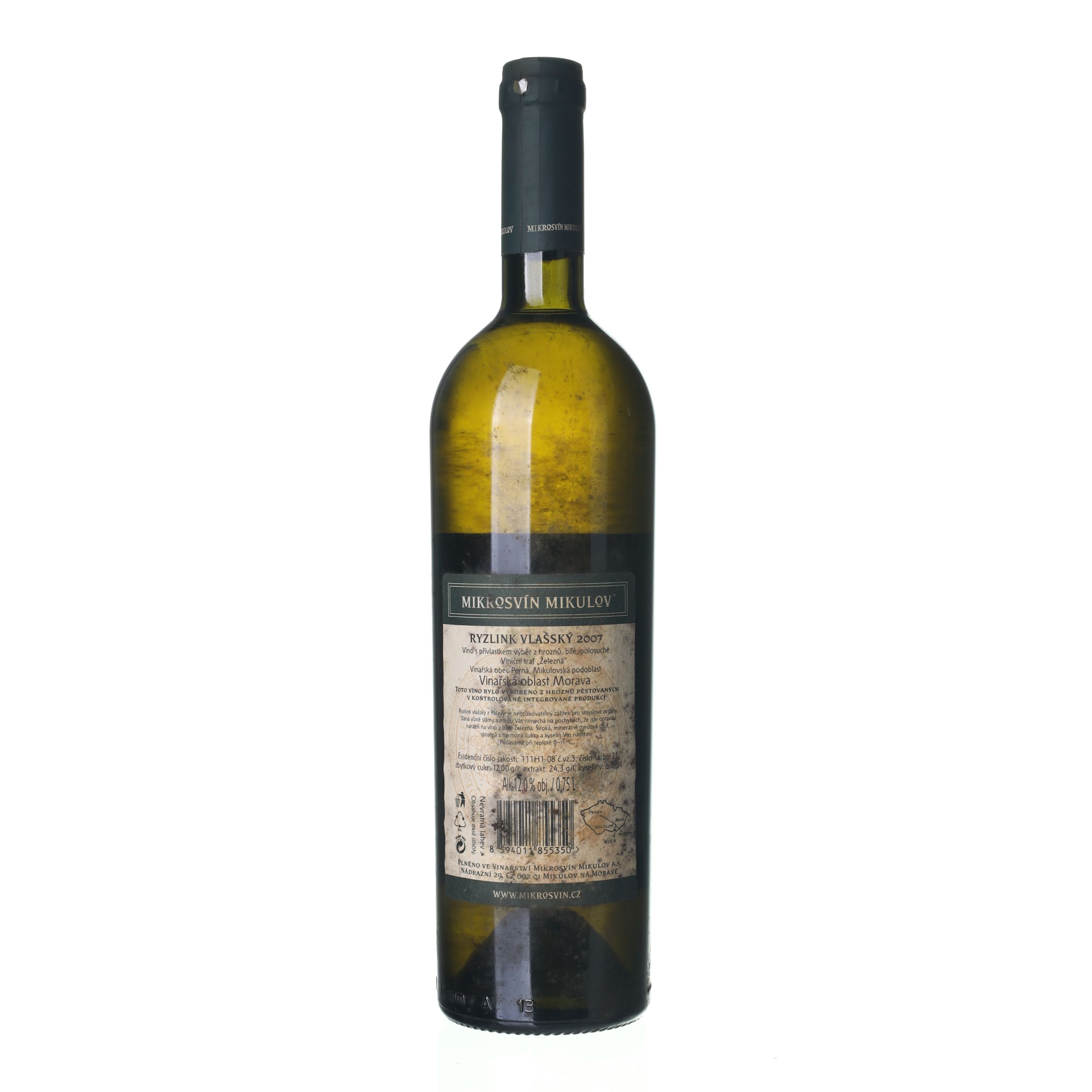 2007 Rizling vlašský Perná, Železná Výber z hrozna Mikrosvín Mikulov (0,75l) – Obrázok 2