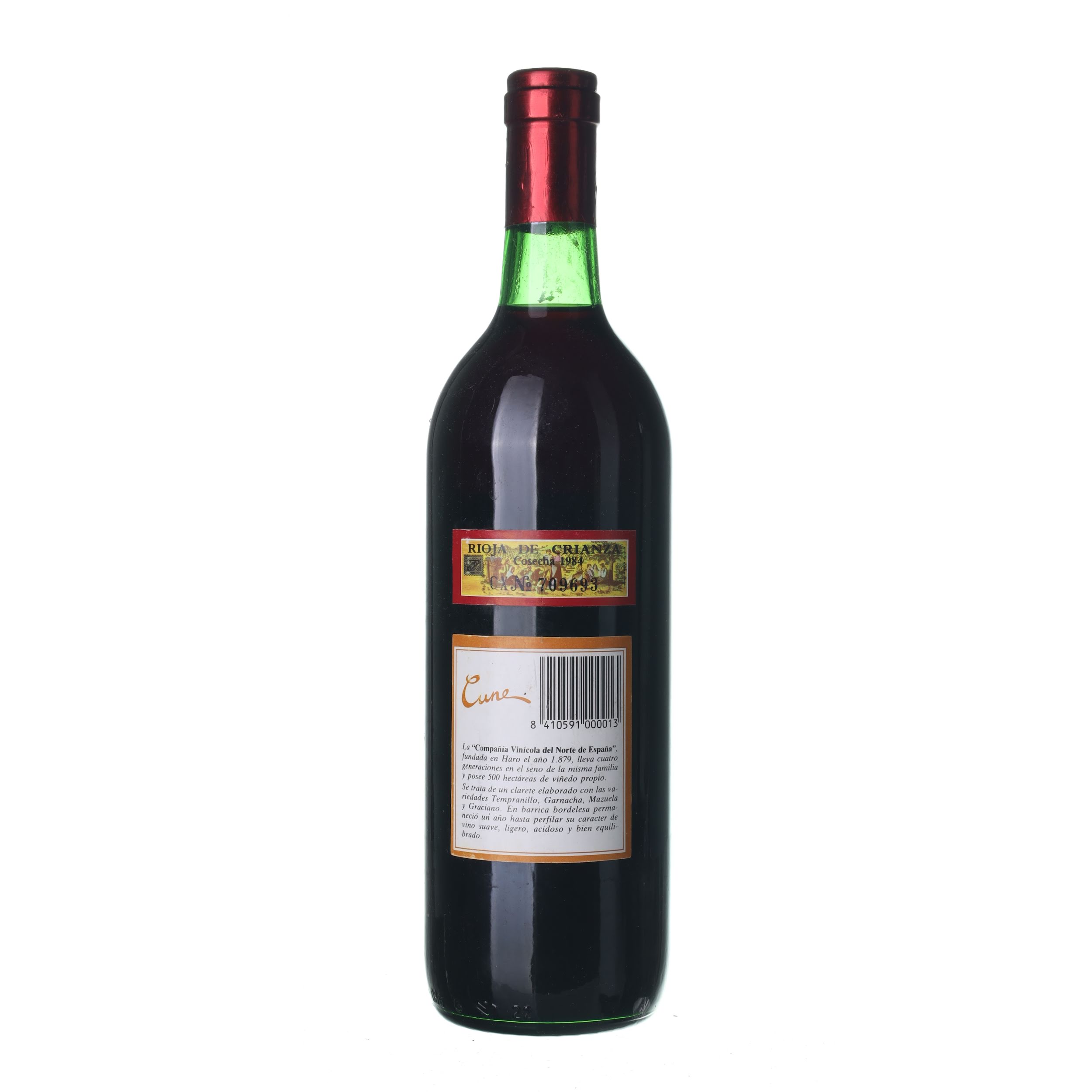 1984 Rioja Clarete Crianza Cune (0,75l) – Obrázok 2